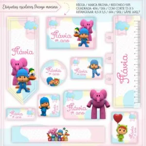 Etiquetas Escolares Pocoyo Menina - Arquivo Digital