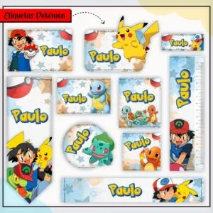 Etiquetas Escolares Pokémon - Arquivo Digital 29 Etiquetas Escolares Pokémon - Arquivo Digital