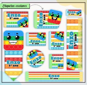 Etiquetas Escolares Pop lt Menino - Arquivo Digital