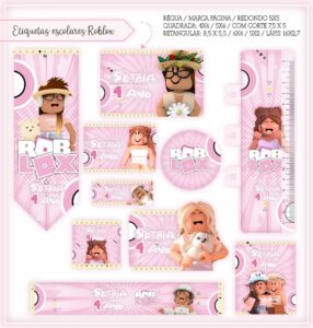 Etiquetas Escolares Roblox Menina - Arquivo Digital