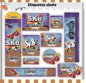 Etiquetas Escolares Skate - Arquivo Digital