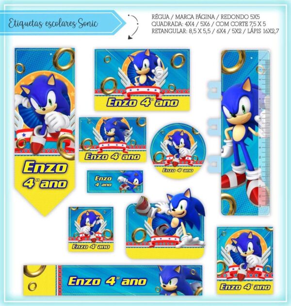 Etiquetas Escolares Sonic - Arquivo Digital