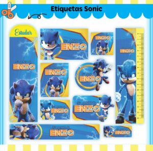 Etiquetas Escolares Sonic V2 - Arquivo Digital