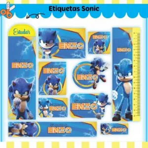 Etiquetas Escolares Sonic V2 - Arquivo Digital 6 Etiquetas Escolares Sonic V2 - Arquivo Digital