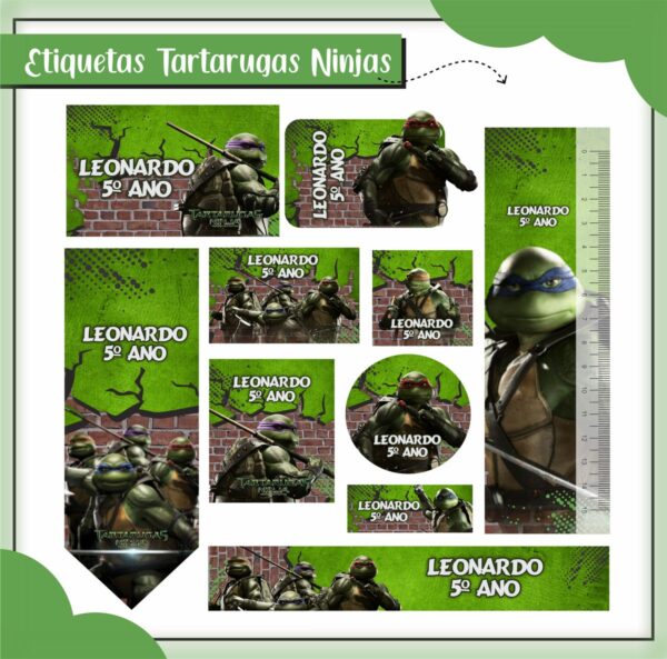 Etiquetas Escolares Tartarugas Ninja - Arquivo Digital