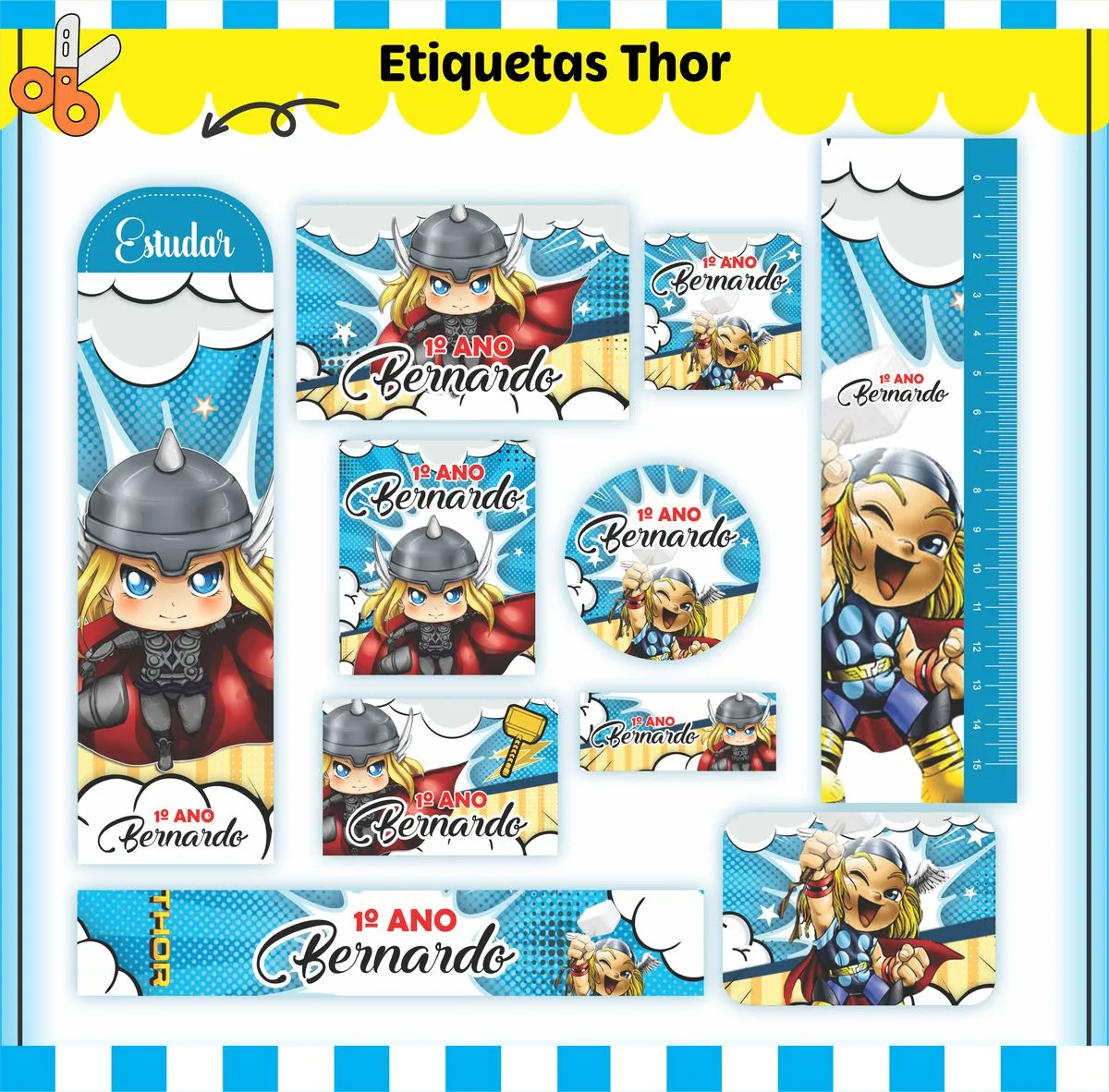 Etiquetas Escolares Thor - Arquivo Digital 1 Etiquetas Escolares Thor - Arquivo Digital