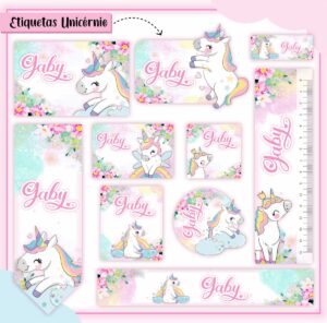 Etiquetas Escolares Unicórnio Cute - Arquivo Digital