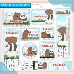 Etiquetas Escolares Urso Sem Curso - Arquivo Digital 34 Etiquetas Escolares Urso Sem Curso - Arquivo Digital