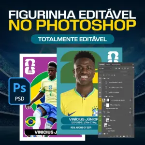 Figurinha Copa 2026 Editável no Photoshop Comum e Legend 10 Figurinha Copa 2026 Editável no Photoshop Comum e Legend