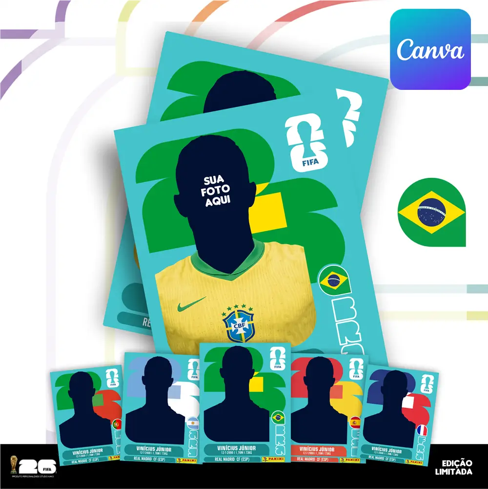 Figurinha Copa do Mundo 2026 Personalizada Editável no Canva 2 Figurinha Copa do Mundo 2026 Personalizada Editável no Canva