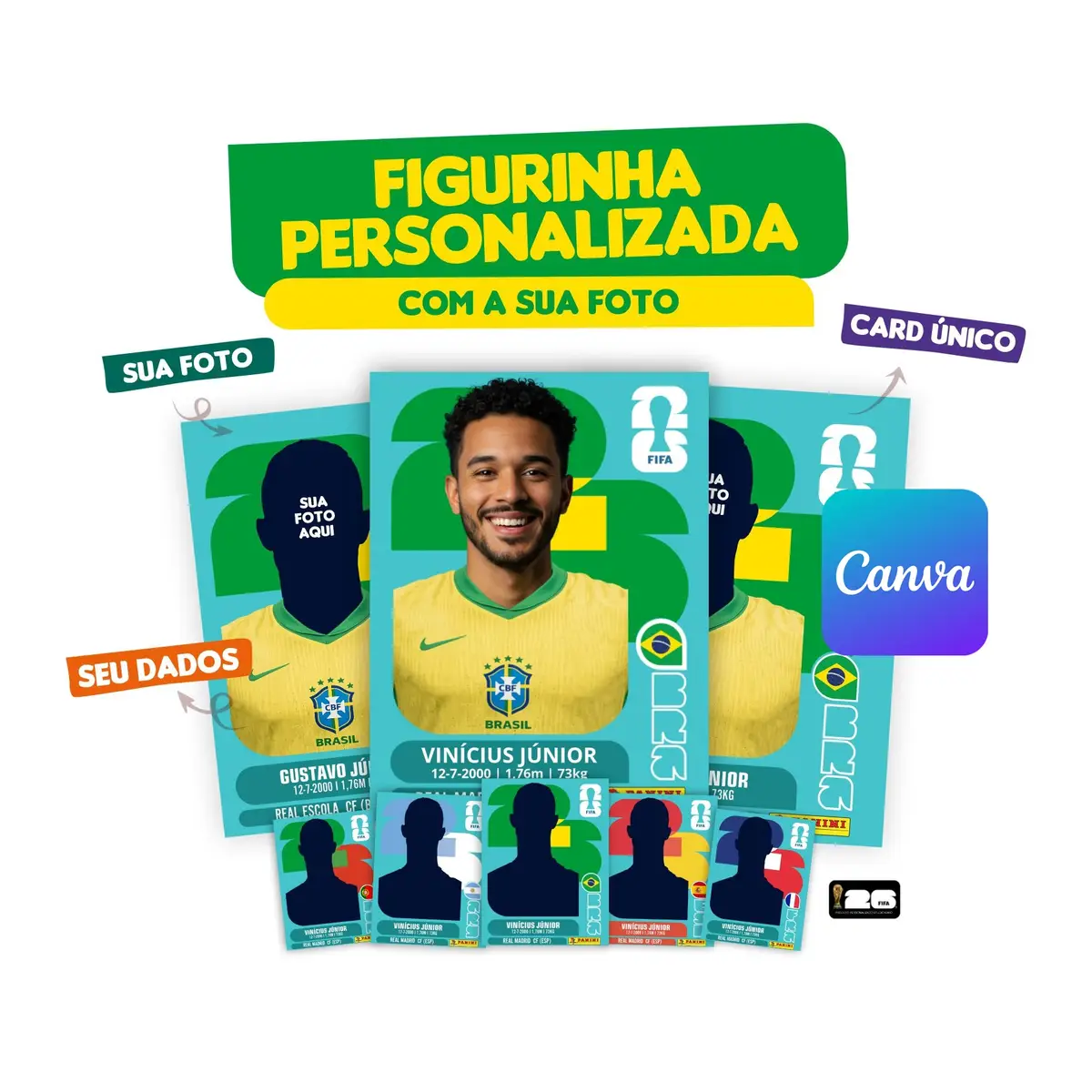 Figurinha Copa do Mundo 2026 Personalizada Editável no Canva 3 Figurinha Copa do Mundo 2026 Personalizada Editável no Canva