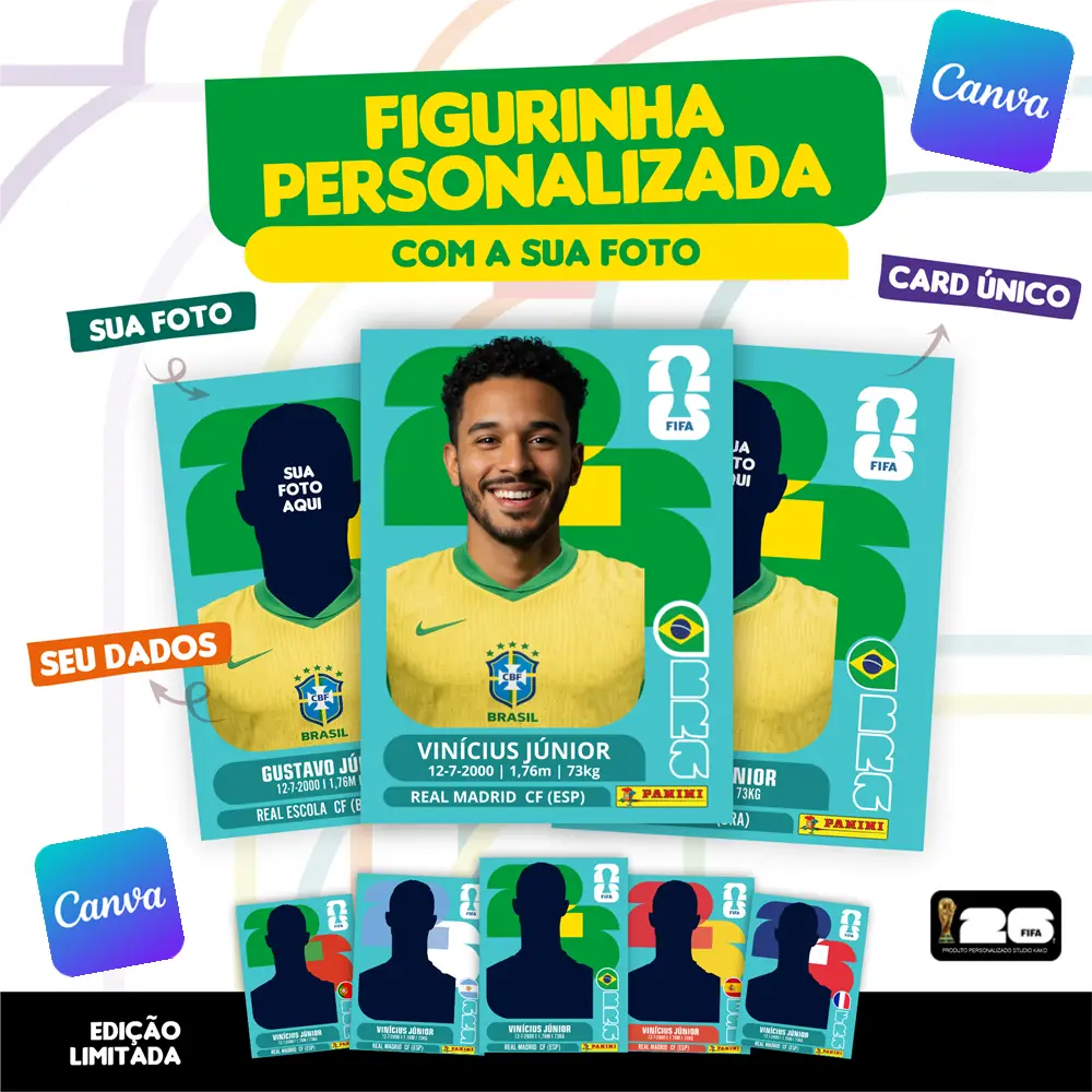 Figurinha Copa do Mundo 2026 Personalizada Editável no Canva 1 Figurinha Copa do Mundo 2026 Personalizada Editável no Canva