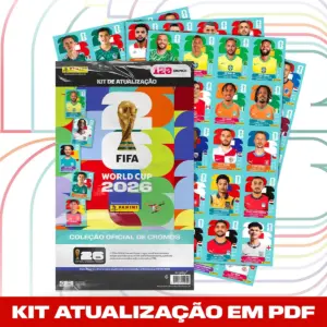 Figurinhas Copa 2026 Kit de Atualização em PDF para Imprimir 7 Kit digital de atualização com cromos de jogadores para coleção de futebol.