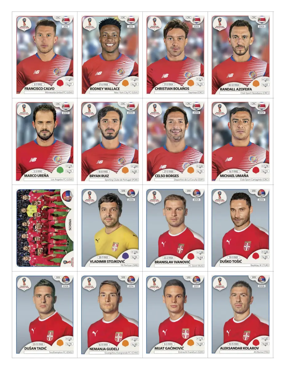 Figurinhas P Imprimir Copa Do Mundo 2018 Russia Em Pdf 8 Coleção de figurinhas de jogadores de futebol da Copa do Mundo FIFA