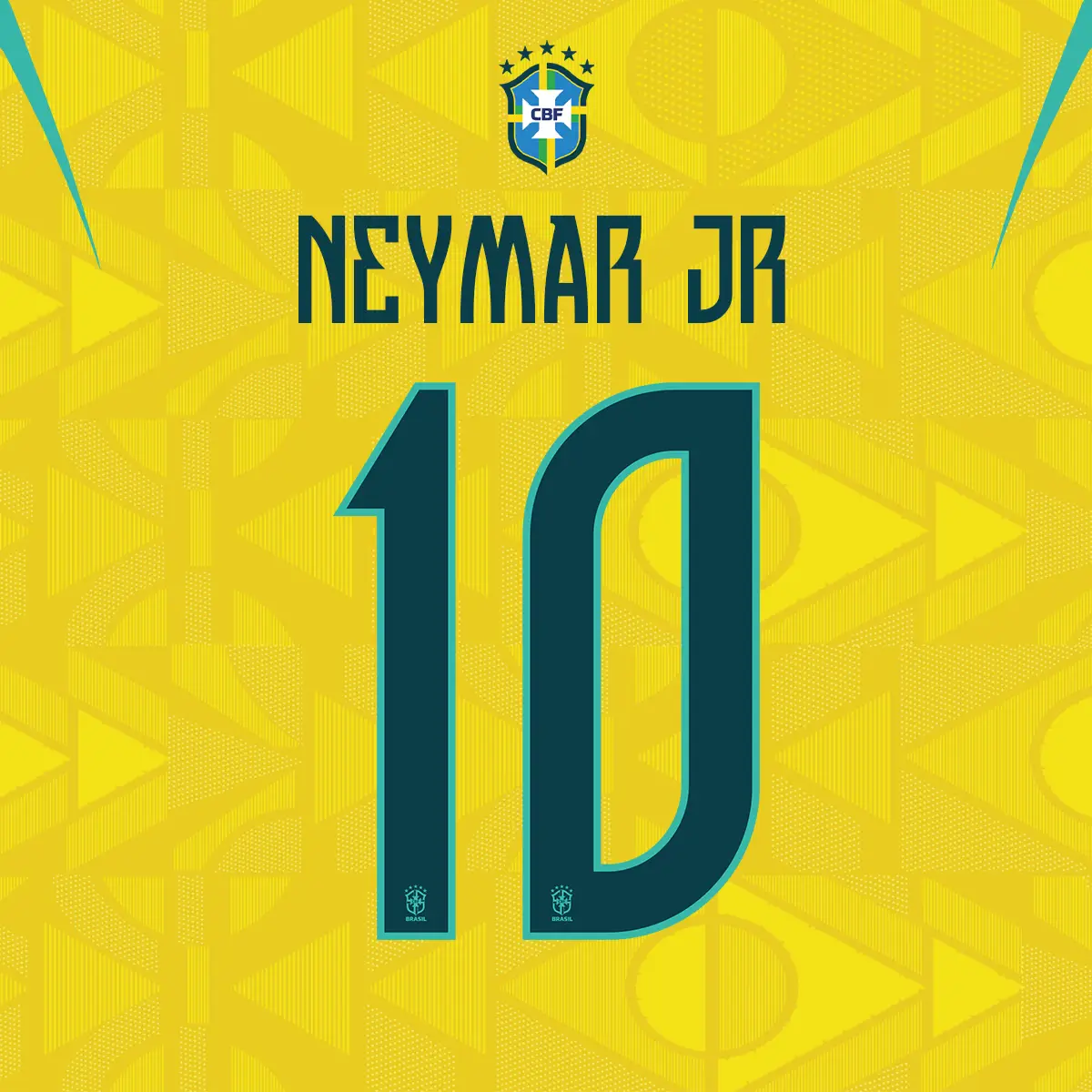 Fonte Camisa Brasil 2026 Home Vetor AI PDF SGV PNG OTF TTF 2 Arte vetorizada da camisa do Brasil com Neymar Jr e número 10