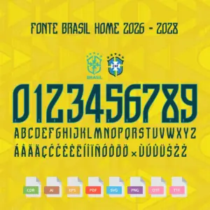 Fonte Camisa Brasil 2026 Home Vetor AI PDF SGV PNG OTF TTF 32 Fonte Camisa Brasil 2026 Home Vetor AI PDF SGV PNG OTF TTF