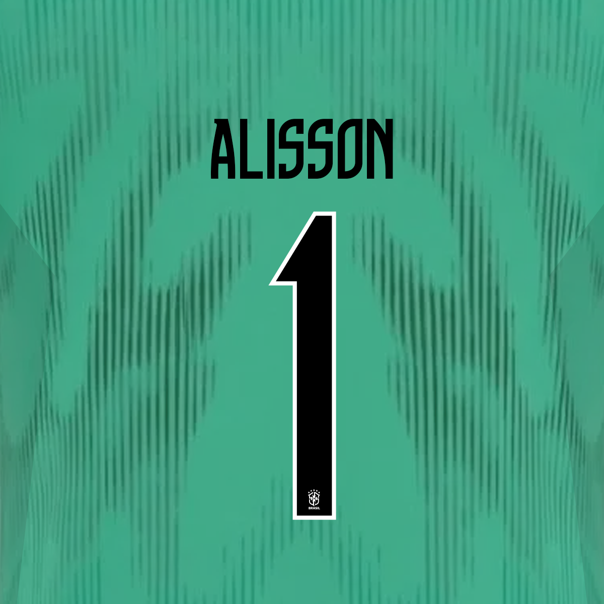 Fonte Camisa Goleiro II Seleção Brasileira Copa 2026 Vetor 2 Brazilian goalkeeper Alisson's green national team jersey with number 1 and name.