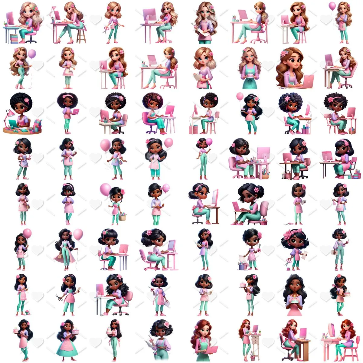 Ilustrações Artesã Mulher Empreendedora Png Fofo 3D 3 Ilustracoes Artesa Mulher Empreendedora Png Fofo 3d 2