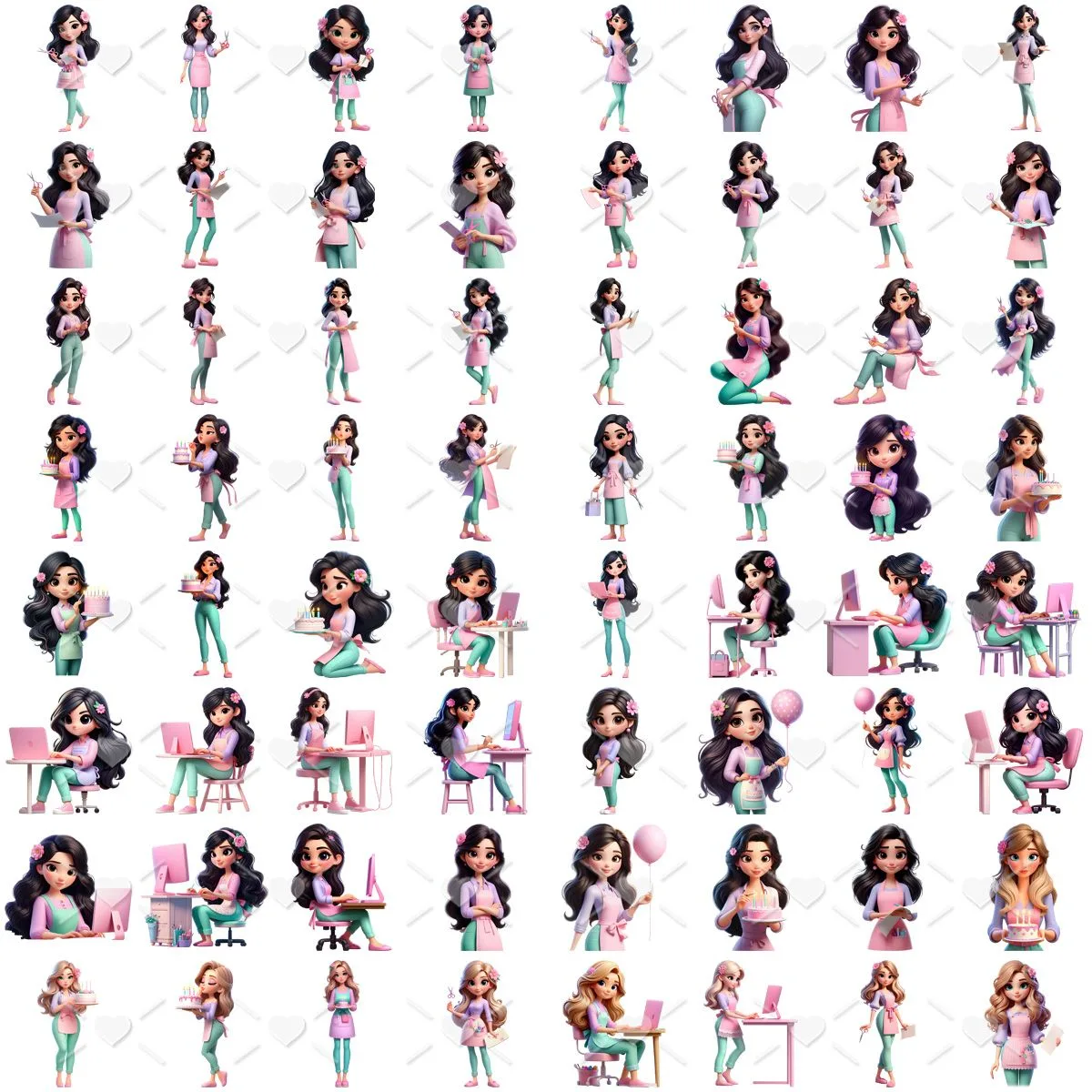 Ilustrações Artesã Mulher Empreendedora Png Fofo 3D 2 Ilustracoes Artesa Mulher Empreendedora Png Fofo 3d 3