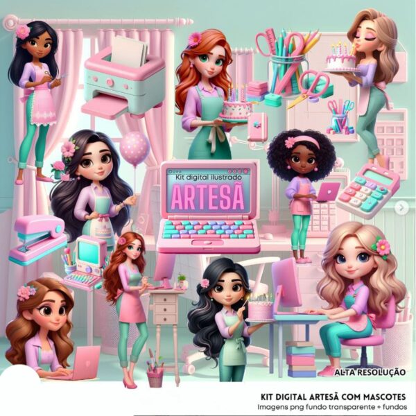 Ilustracoes Artesa Mulher Empreendedora Png Fofo 3d 4