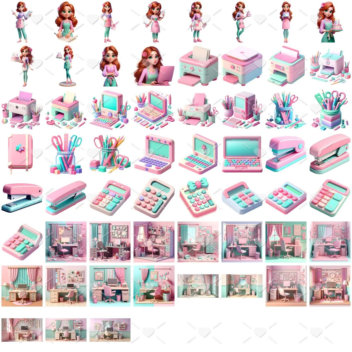 Ilustrações Artesã Mulher Empreendedora Png Fofo 3D 4 Ilustracoes Artesa Mulher Empreendedora Png Fofo 3d