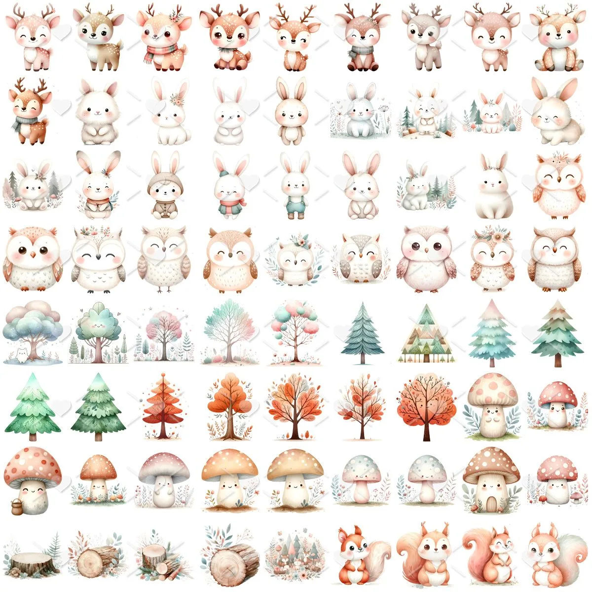Ilustrações Bosque Encantado Cute 3D Fofo Imagens Png