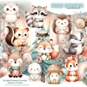 Ilustrações Bosque Encantado Cute 3D Fofo Imagens Png