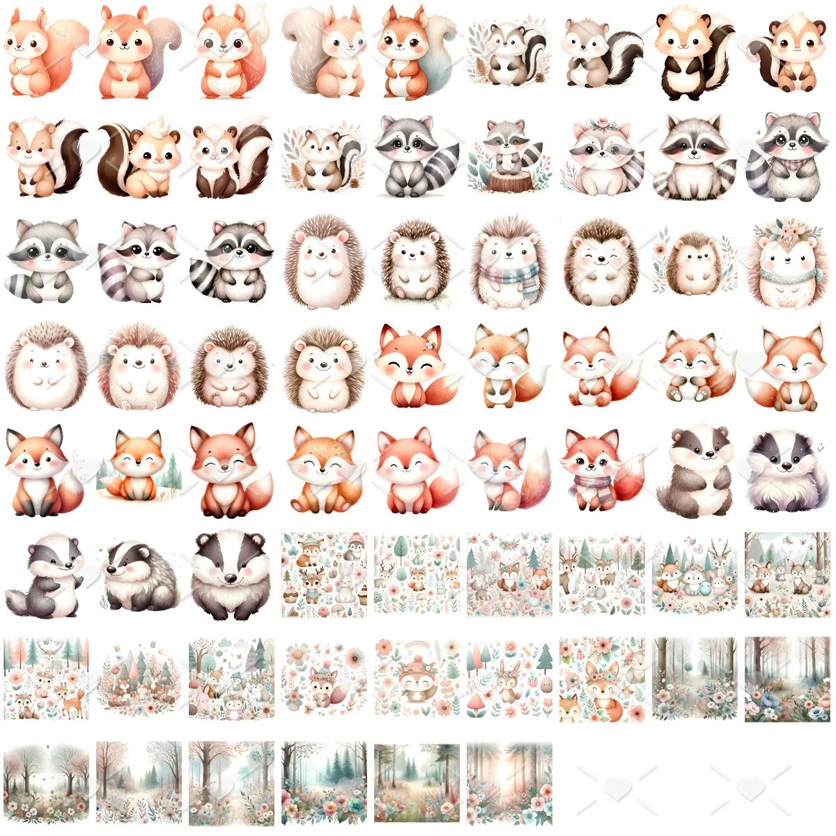 Ilustrações Bosque Encantado Cute 3D Fofo Imagens Png