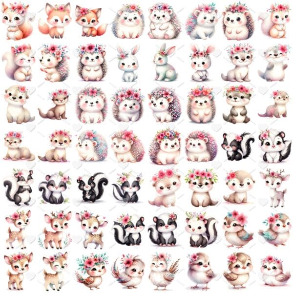 Ilustrações Bosque Encantado Rosa Cute 3D Fofo Imagens Png