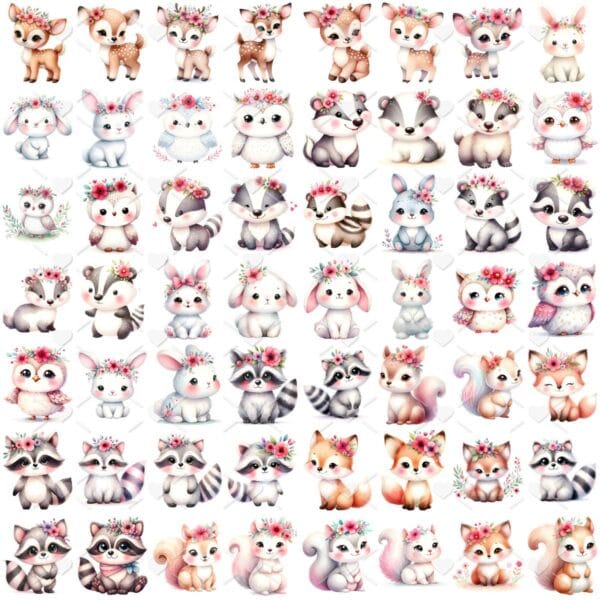 Ilustrações Bosque Encantado Rosa Cute 3D Fofo Imagens Png