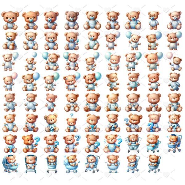 Ilustrações Chá Revelação Ursinhos Cute Menino e Menina Png