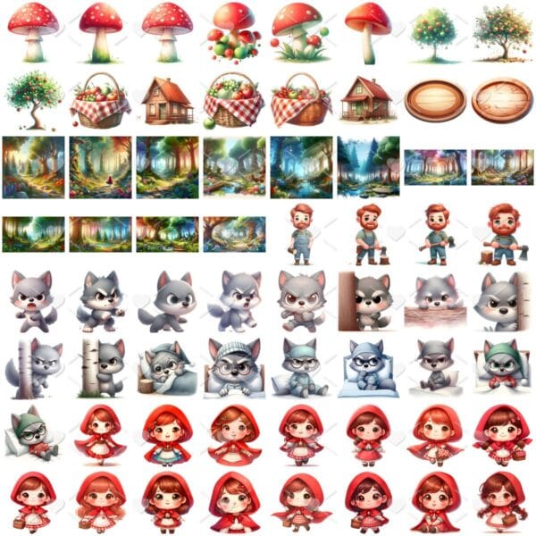 Ilustrações Chapeuzinho Vermelho Cute 3D Fofo Imagens Png