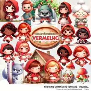 Ilustrações Chapeuzinho Vermelho Cute 3D Fofo Imagens Png