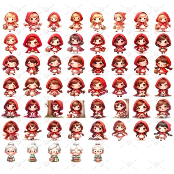 Ilustrações Chapeuzinho Vermelho Cute 3D Fofo Imagens Png