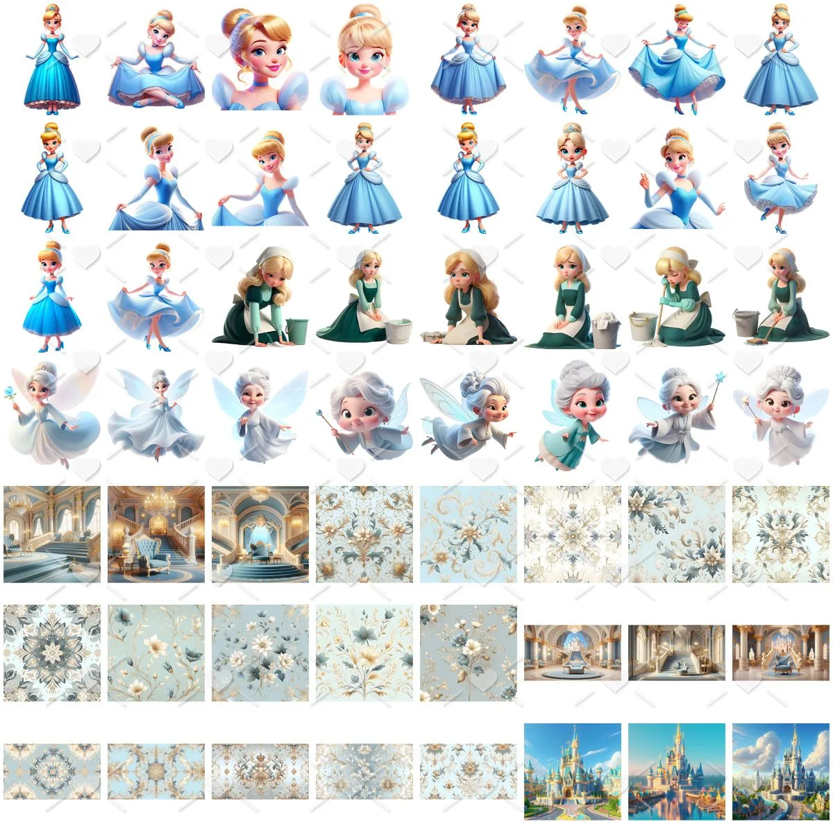 Ilustrações Cinderela Princesa Cute 3D Fofo Imagens Png 3 Ilustrações Cinderela Princesa Cute 3D Fofo Imagens Png
