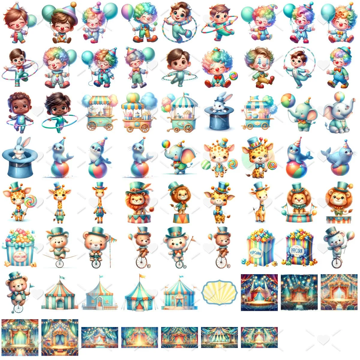 Ilustrações Circo Azul Png Baby Fofo Kit Digital 3D 3 Ilustrações Circo Azul Png Baby Fofo Kit Digital 3D