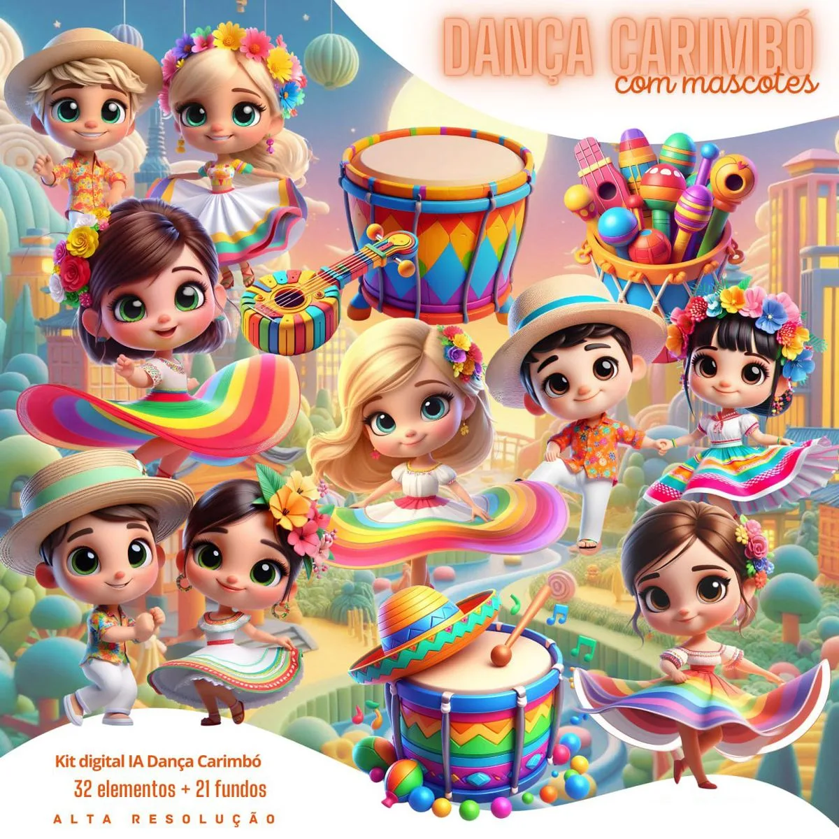 Ilustrações Dança Carimbó Cute 3D Fofo Imagens Png 1 Ilustrações Dança Carimbó Cute 3D Fofo Imagens Png