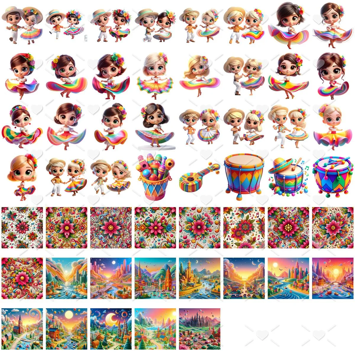 Ilustrações Dança Carimbó Cute 3D Fofo Imagens Png 2 Ilustrações Dança Carimbó Cute 3D Fofo Imagens Png