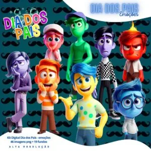 Ilustrações Dia dos Pais Emoções Png Fofo Kit Digital Disney