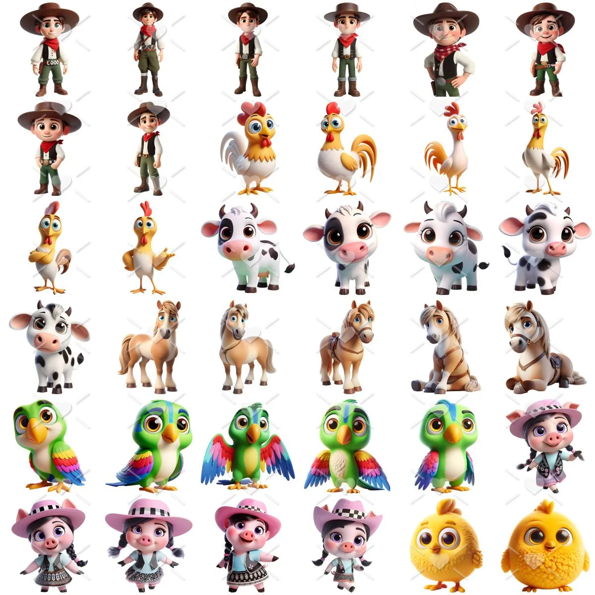 Ilustrações Fazendinha do Zenon Cute 3D Fofo Imagens Png