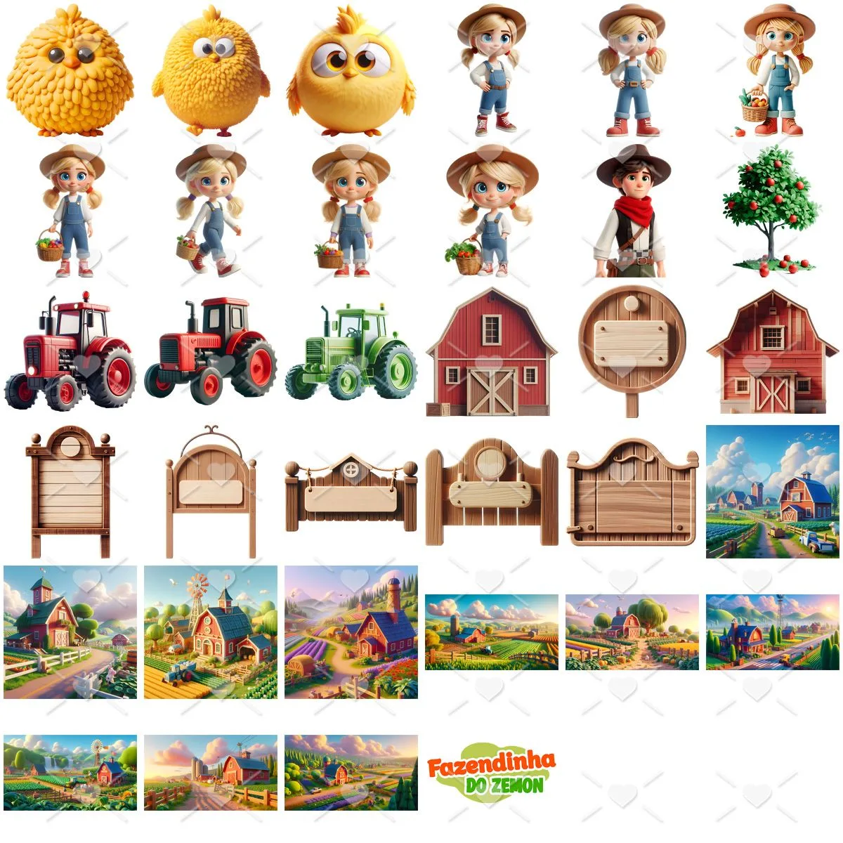 Ilustrações Fazendinha do Zenon Cute 3D Fofo Imagens Png