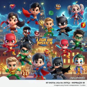 Ilustrações Liga da Justiça Cute 3D Fofo Imagens Png