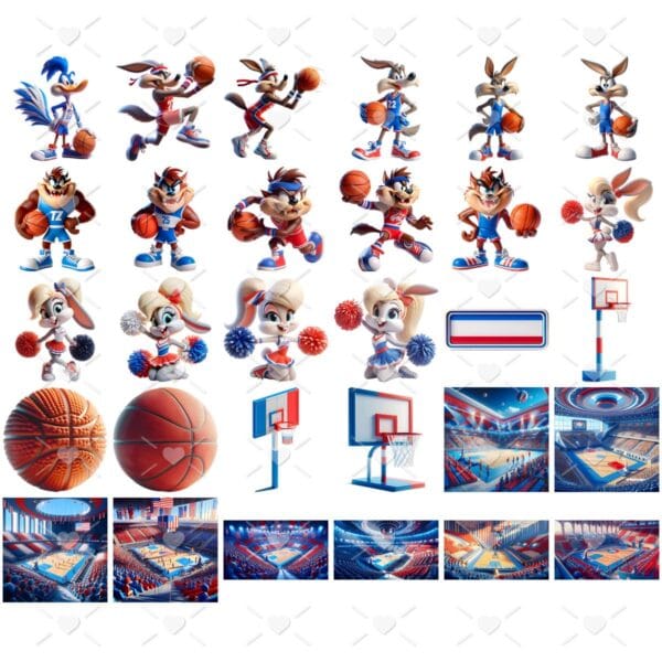Ilustrações Looney Tunes Basquete Cute 3D Fofo Imagens Png