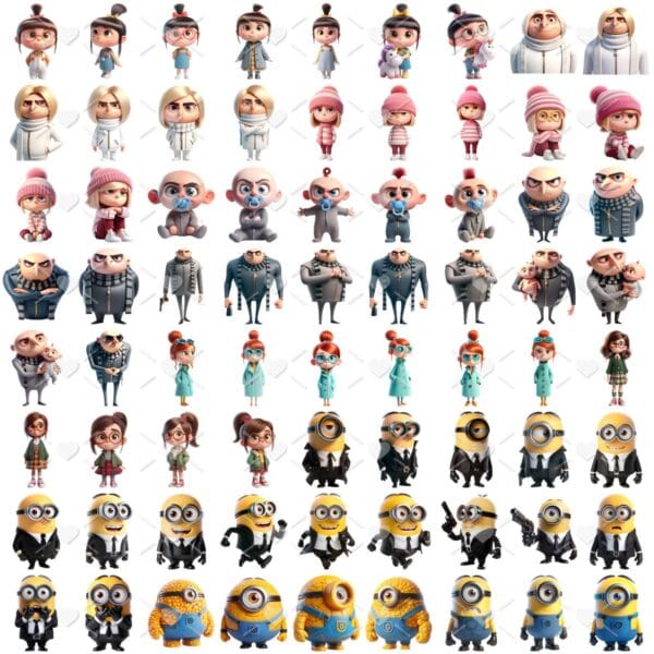 Ilustrações Meu Malvado Favorito Minions Cute 3D Imagens Png