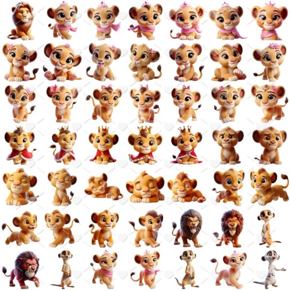 Ilustrações O Rei Leão Png Baby Fofo Kit Digital 3D