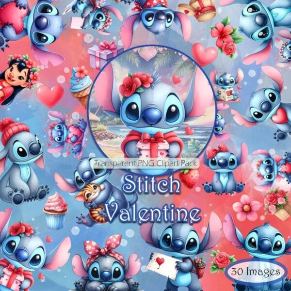 Ilustrações Png Stitch Dia dos Namorados Cliparts Scrapbook