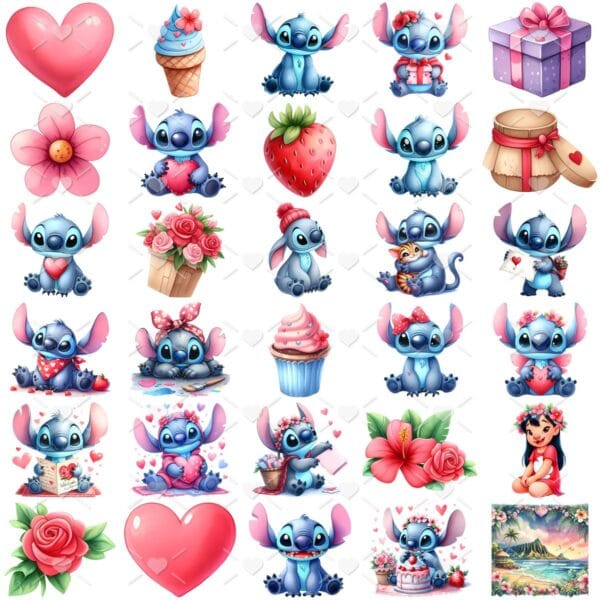 Ilustrações Png Stitch Dia dos Namorados Cliparts Scrapbook