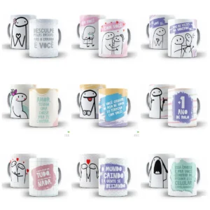 Kit 13 Artes para Caneca de Dia dos Namorados Editáveis