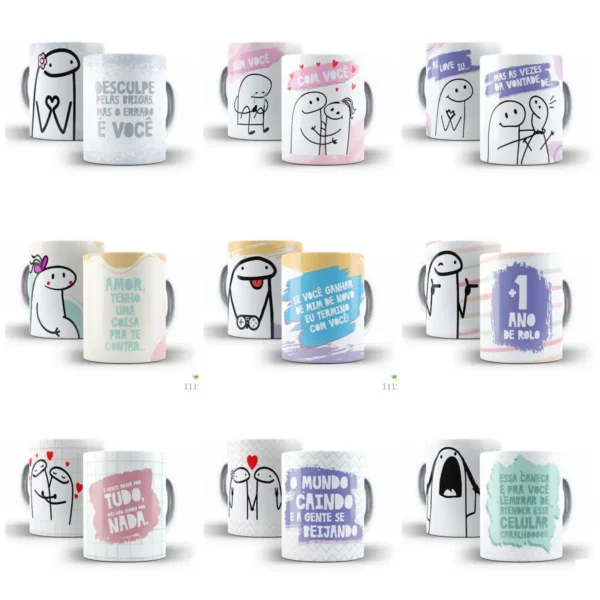 Kit 13 Artes para Caneca de Dia dos Namorados Editáveis