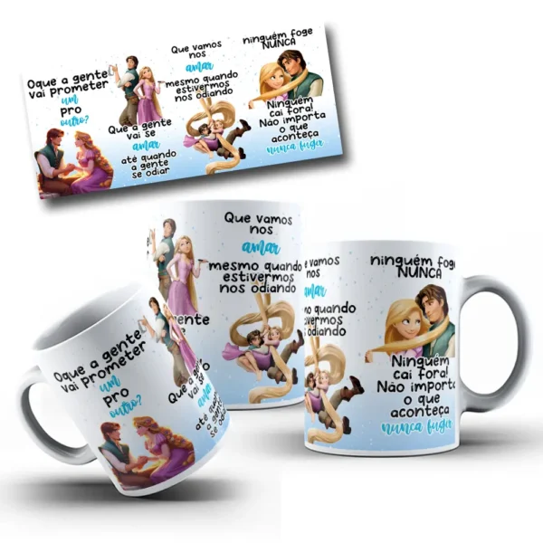Kit Arquivo Editável Caneca Rapunzel - Promessas Românticas